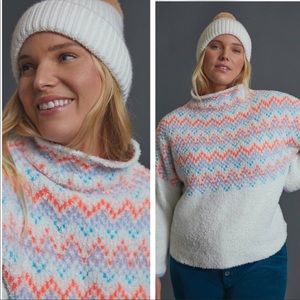 Anthropologie Pilcro Selene Fair Isle Fuzzy Cozy Sweater NEW
